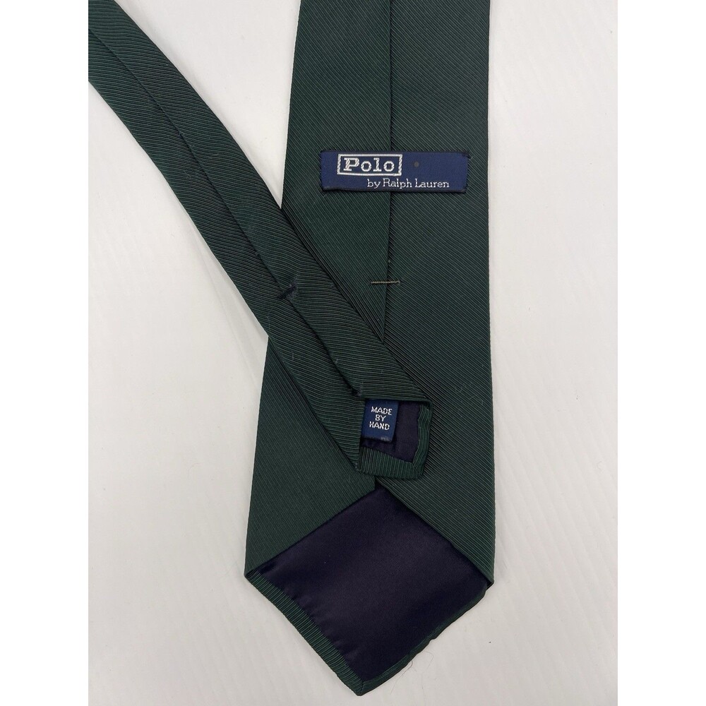Polo Ralph Lauren Vintage Hunter Green Silk Tie 4” Wide Made USA 56” long